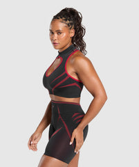 Apex Lift Seamless Crop Top - Black/Carmine Red