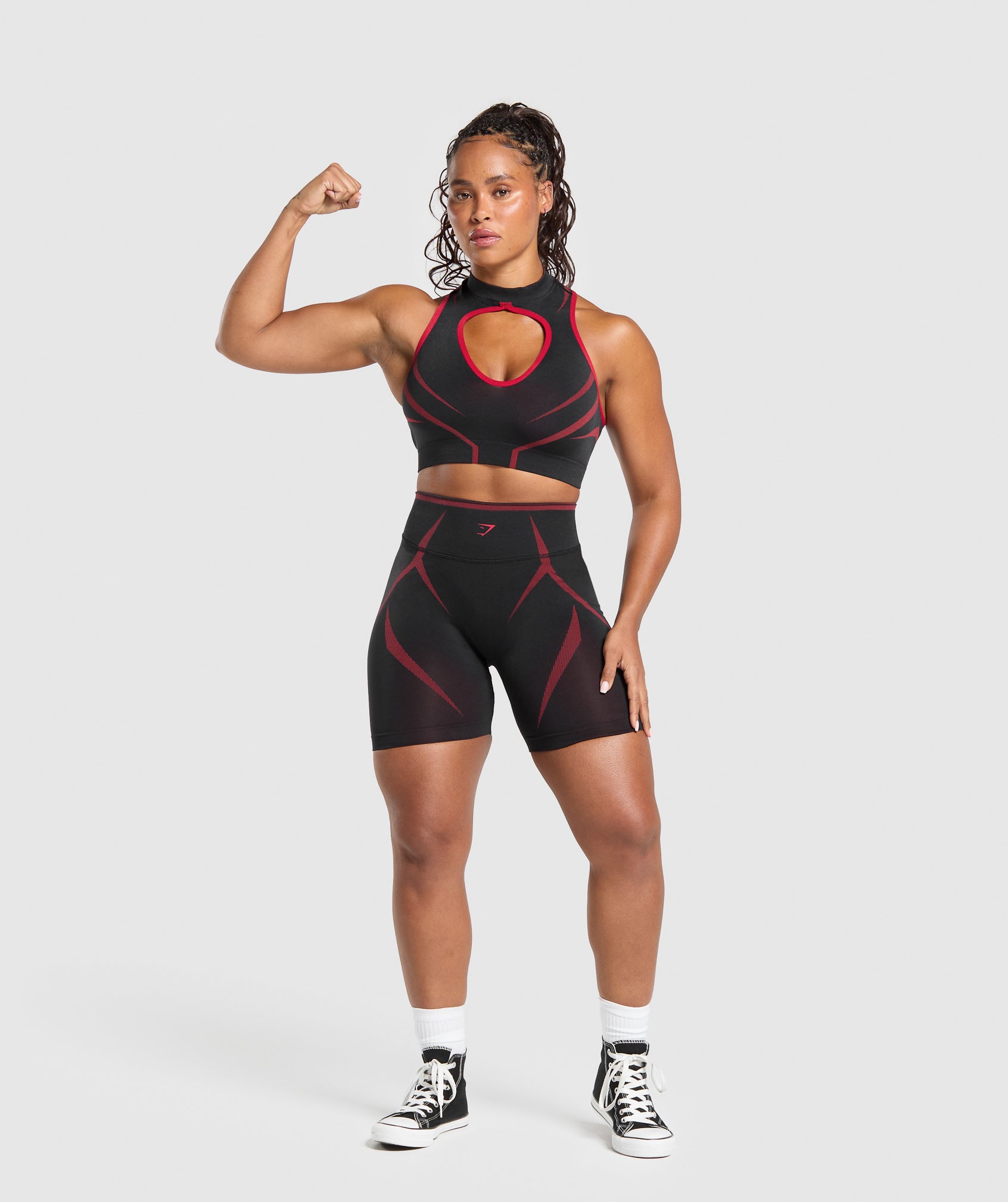 Apex Lift Seamless Crop Top - Black/Carmine Red