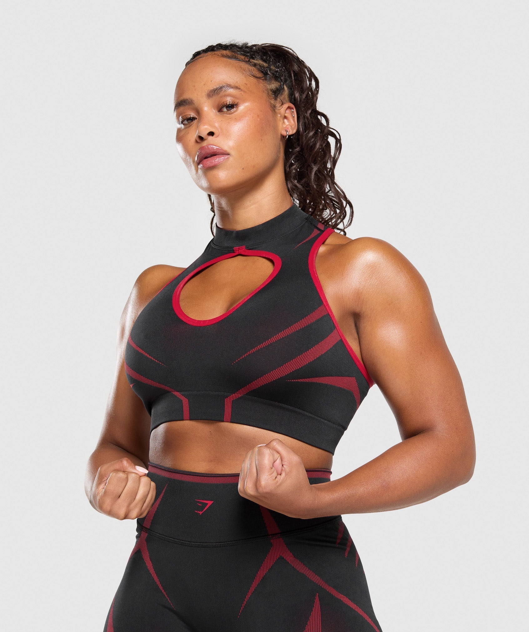 Apex Lift Seamless Crop Top - Black/Carmine Red