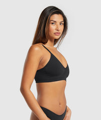 Seamless V Neck Bralette - Black