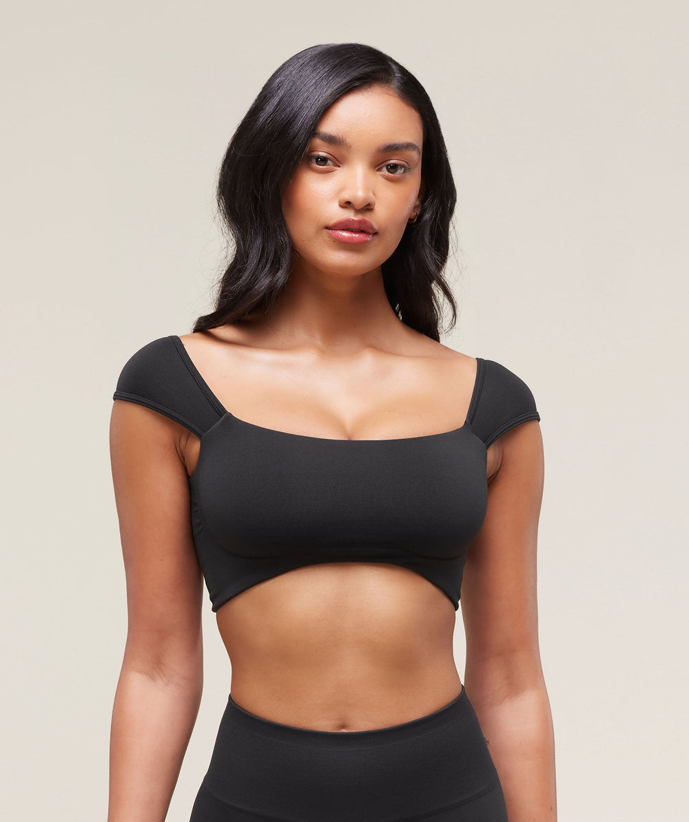 Soft Sculpt Cap Sleeve Bralette - Black