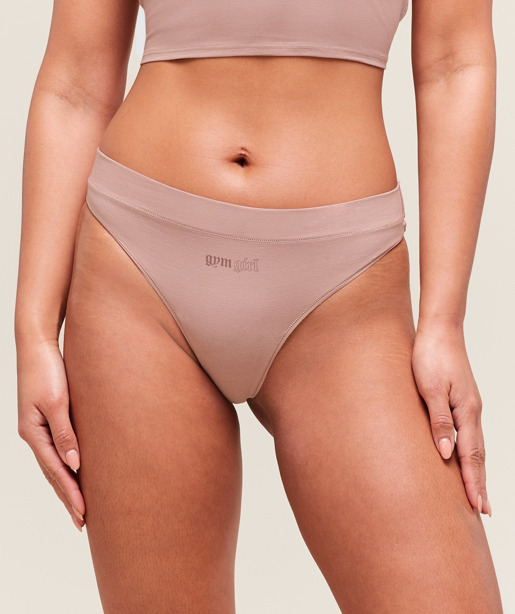 Cotton Graphic Thong - Muted Pink