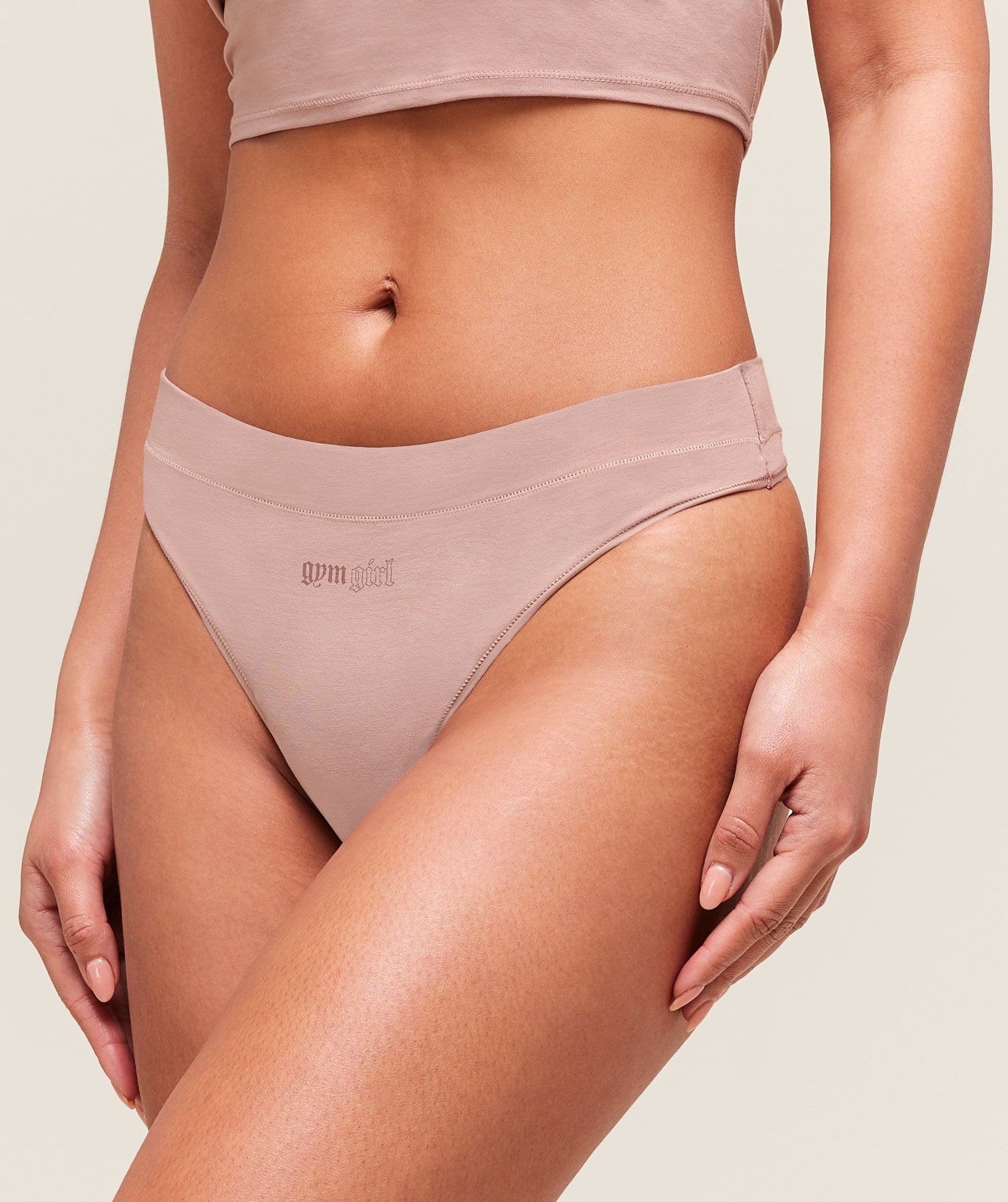 Cotton Graphic Thong - Muted Pink