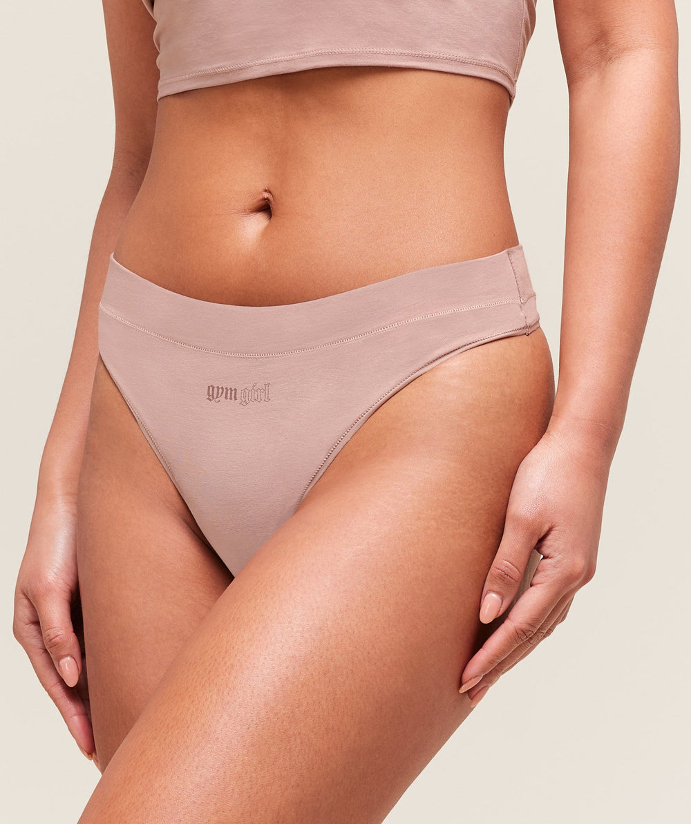 Cotton Graphic Thong - Muted Pink