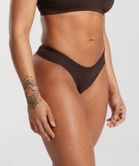 Seamless Dipped Front Thong - Archive Brown