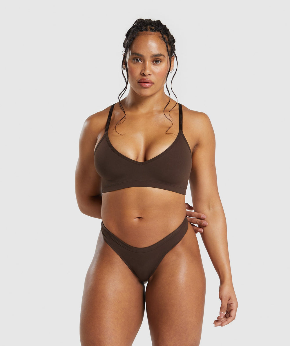 Seamless Dipped Front Thong - Archive Brown