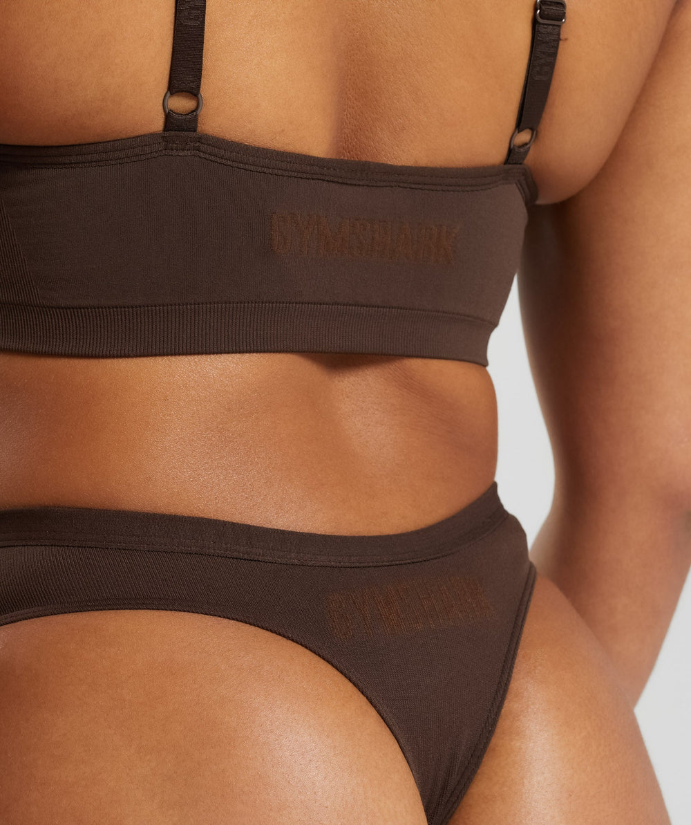 Seamless Dipped Front Thong - Archive Brown