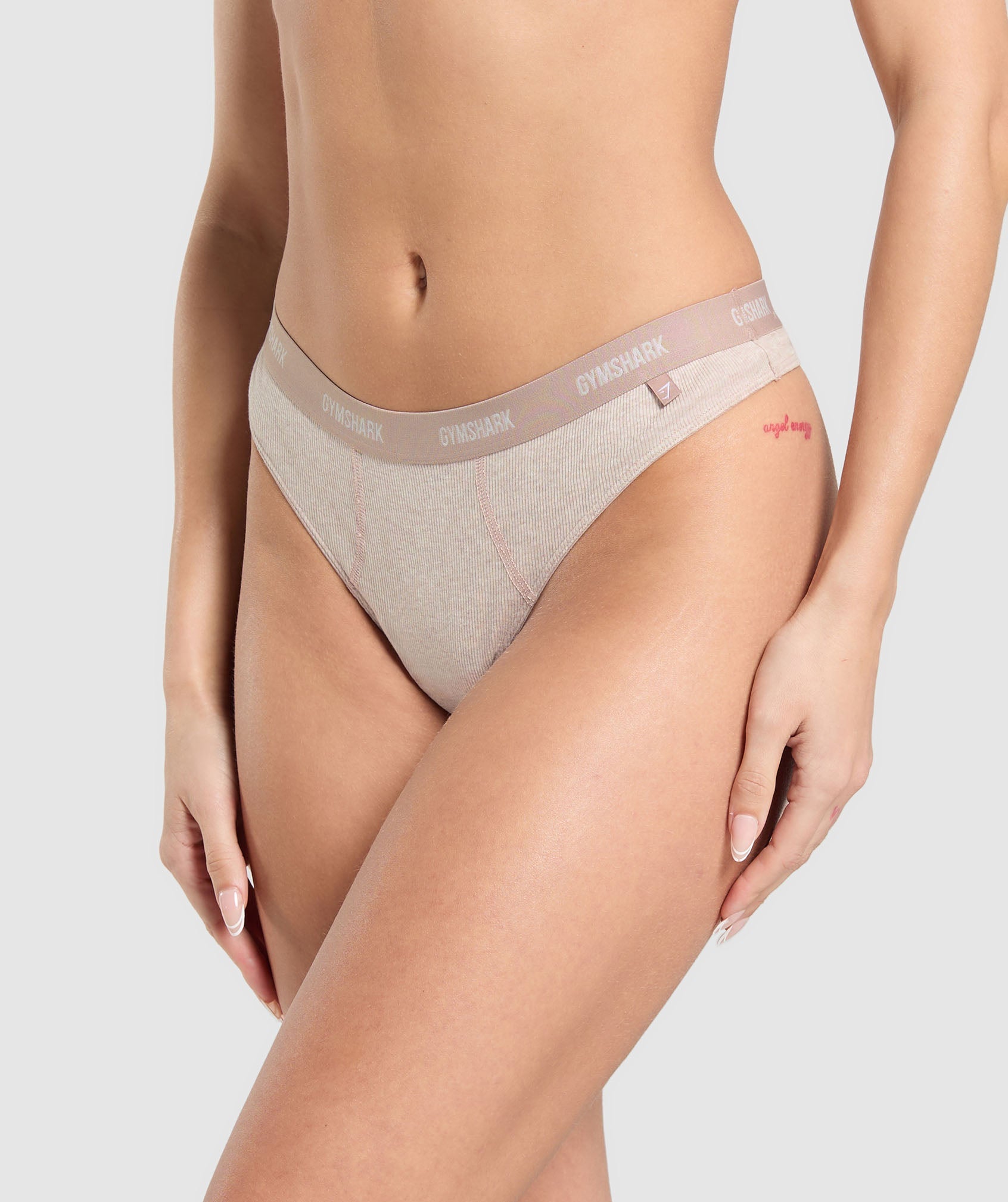 Rib High Rise Thong - Soft Pink Marl