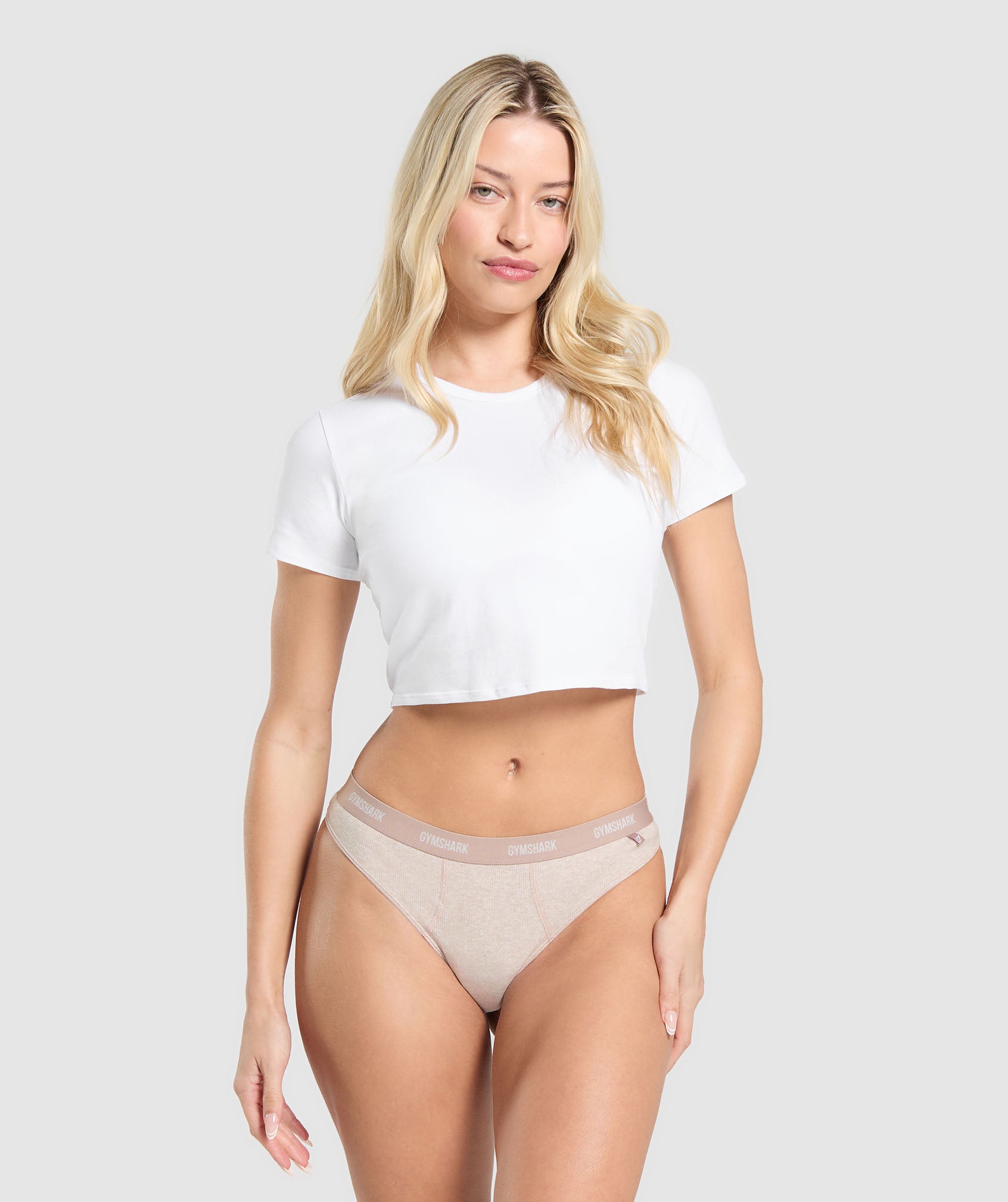 Rib High Rise Thong - Soft Pink Marl