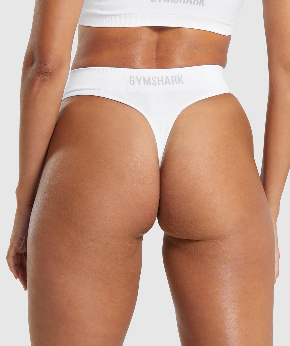 Seamless High Leg Thong - White