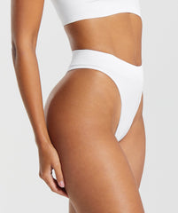 Seamless High Leg Thong - White