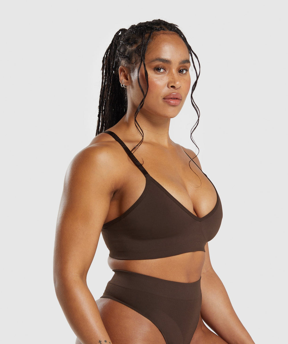 Seamless V Neck Bralette - Archive Brown