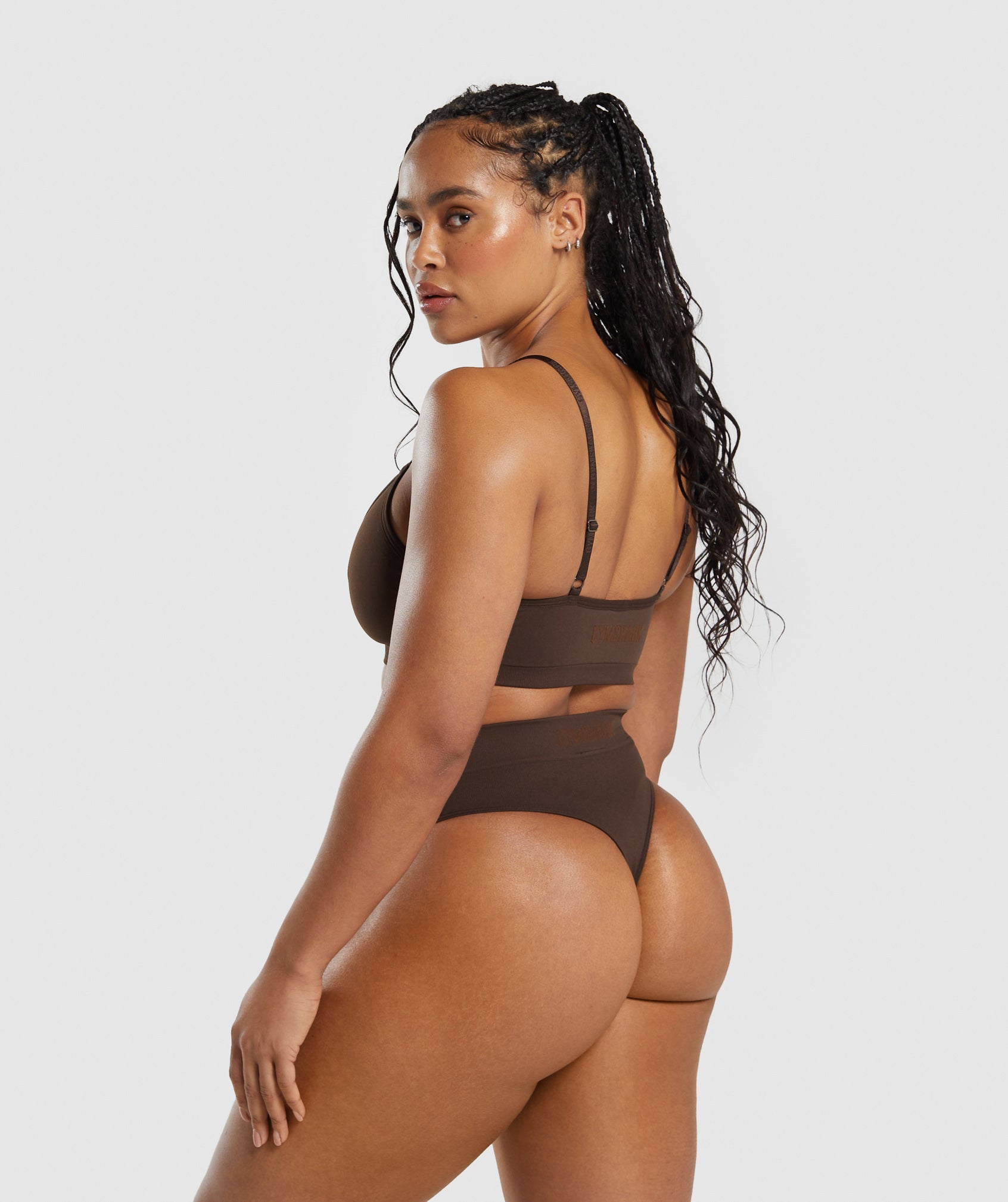 Seamless V Neck Bralette - Archive Brown