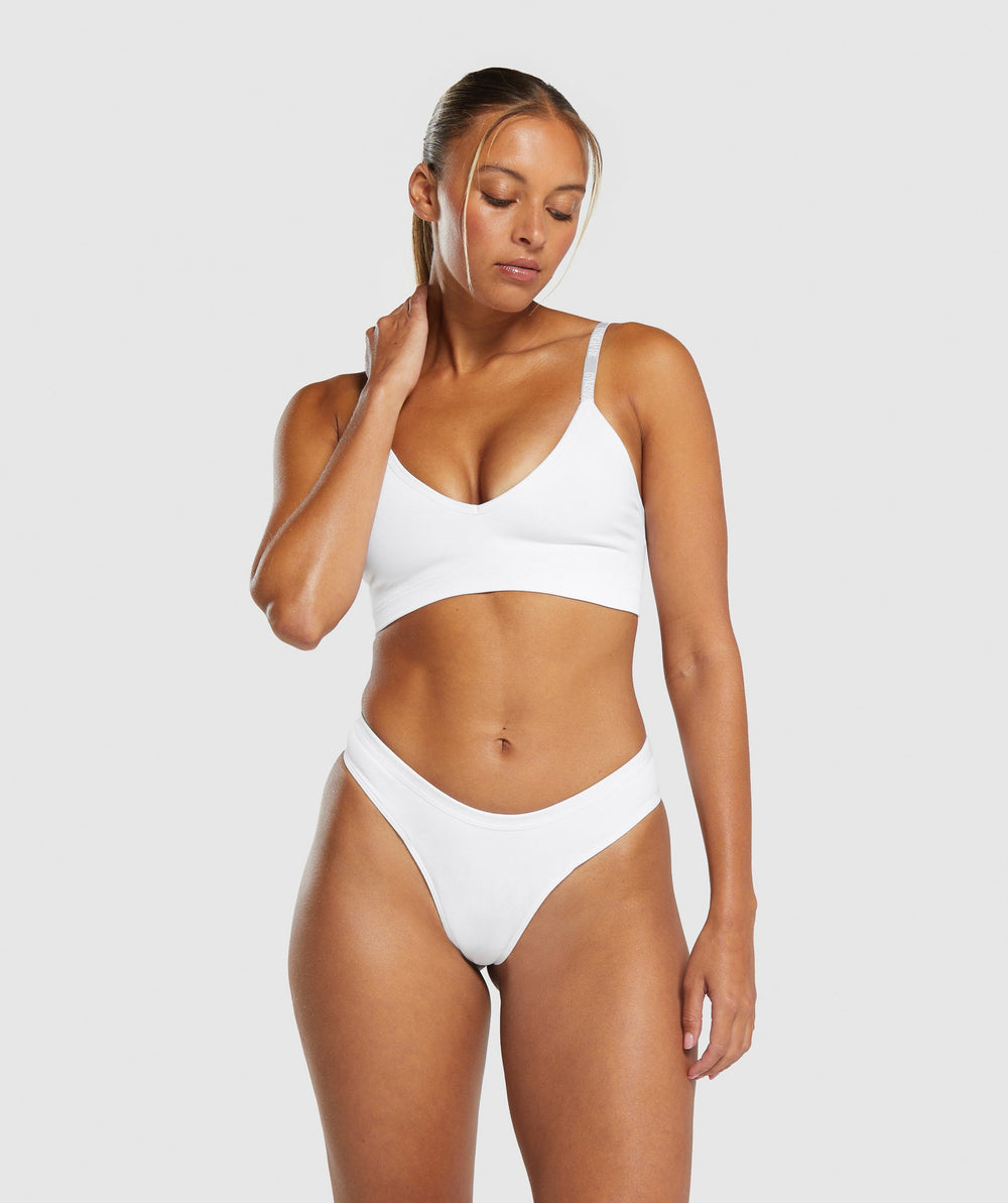 Seamless Dipped Front Thong - White