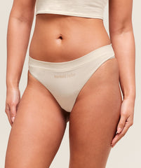 Cotton Graphic Thong - Oat White