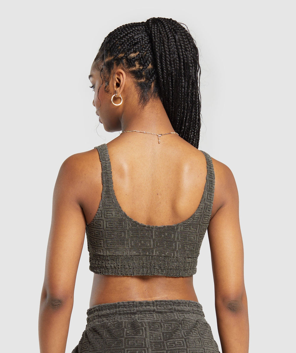 Monogram Towelling Bralette - Strength Green
