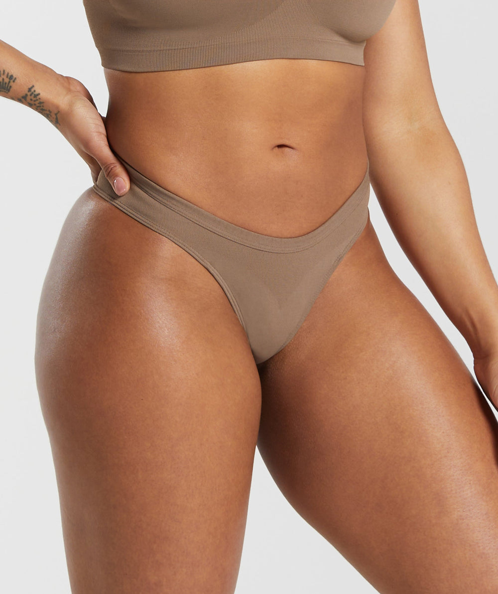 Seamless Dipped Front Thong - Soul Brown