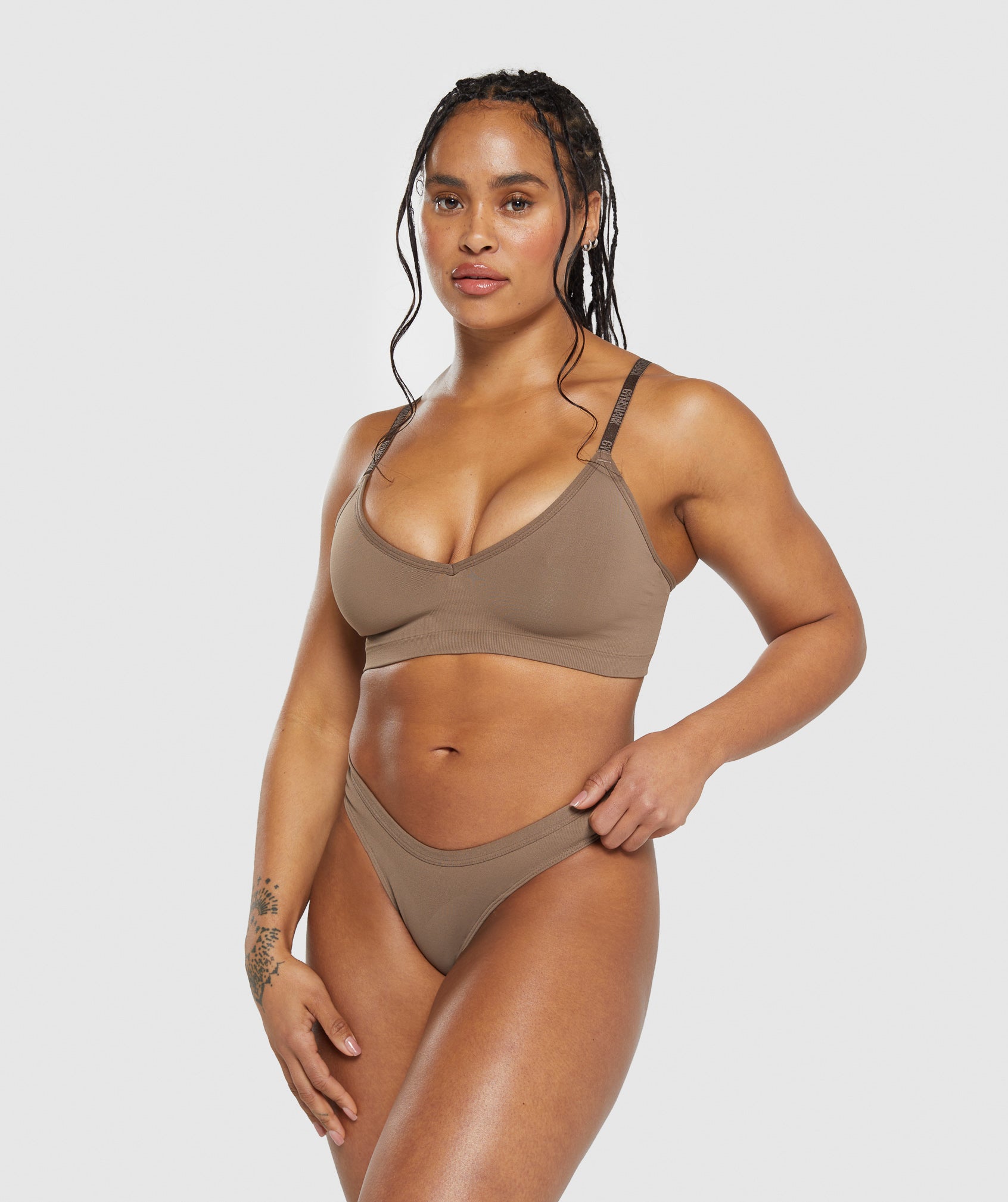Seamless Dipped Front Thong - Soul Brown
