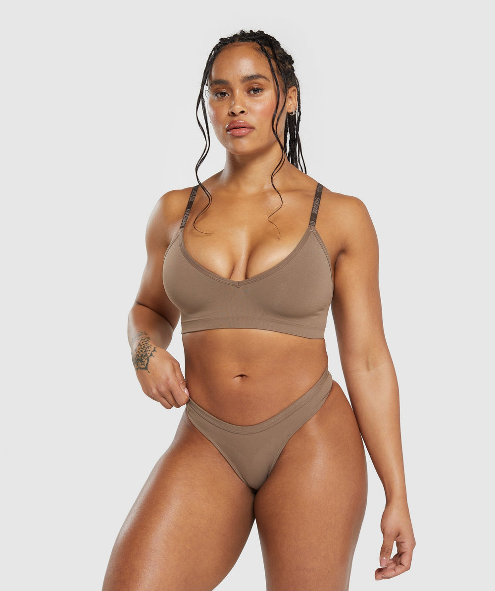 Seamless Dipped Front Thong - Soul Brown