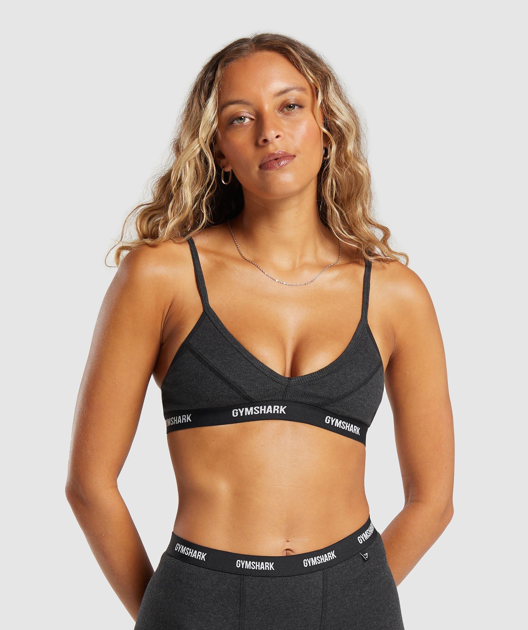 Rib Bralette - Midnight Black Marl