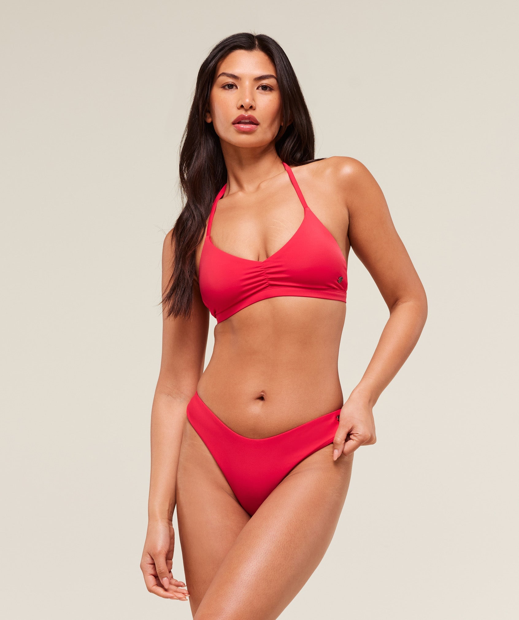 Dipped Front Bikini Thong - Carmine Red