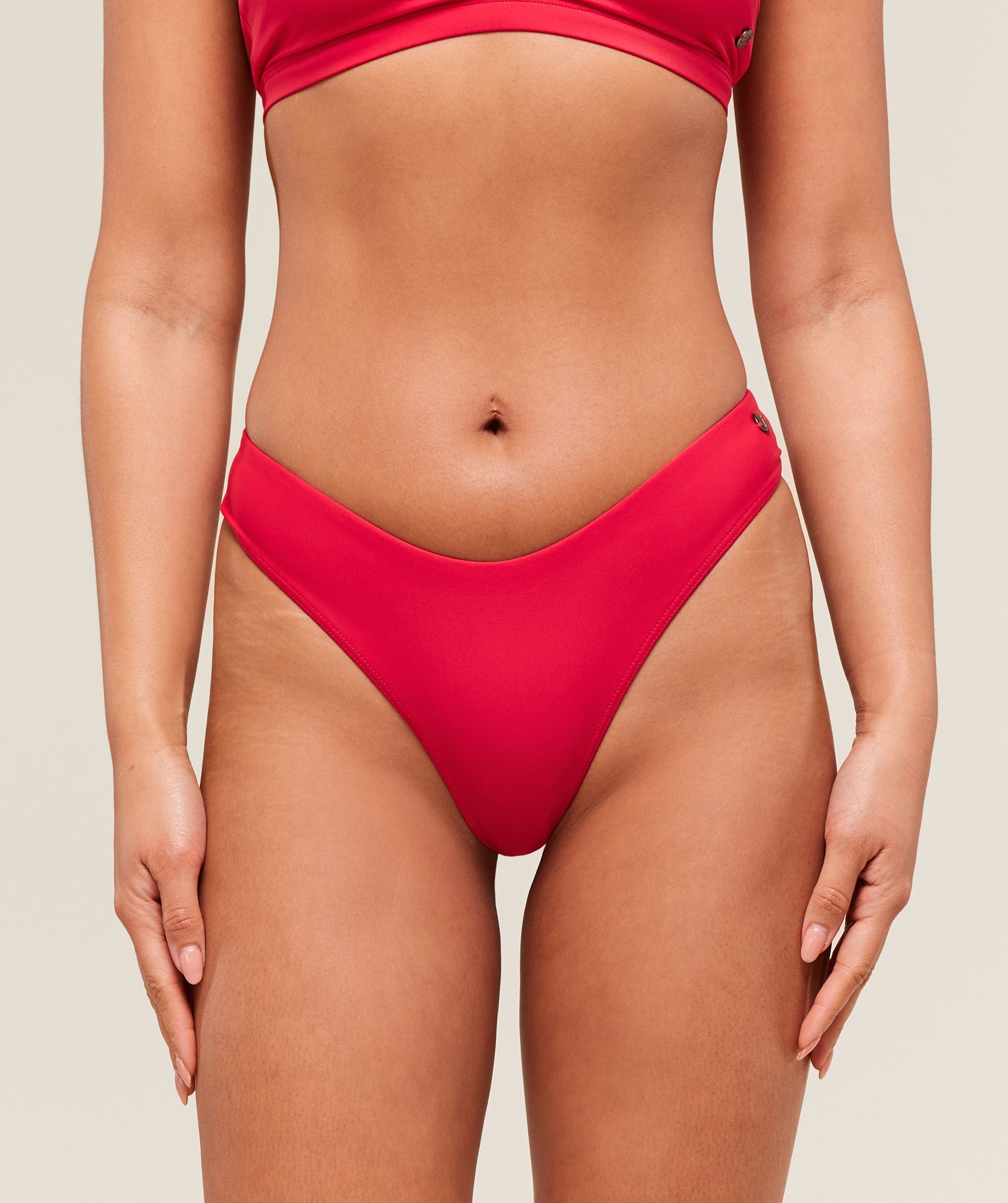 Dipped Front Bikini Thong - Carmine Red