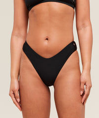 Dipped Front Bikini Thong - Black