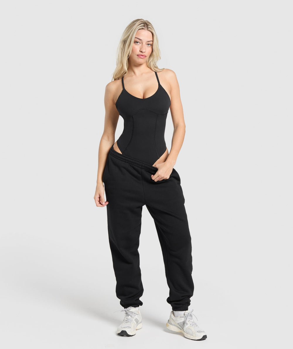 Strappy All in One Bodysuit - Black