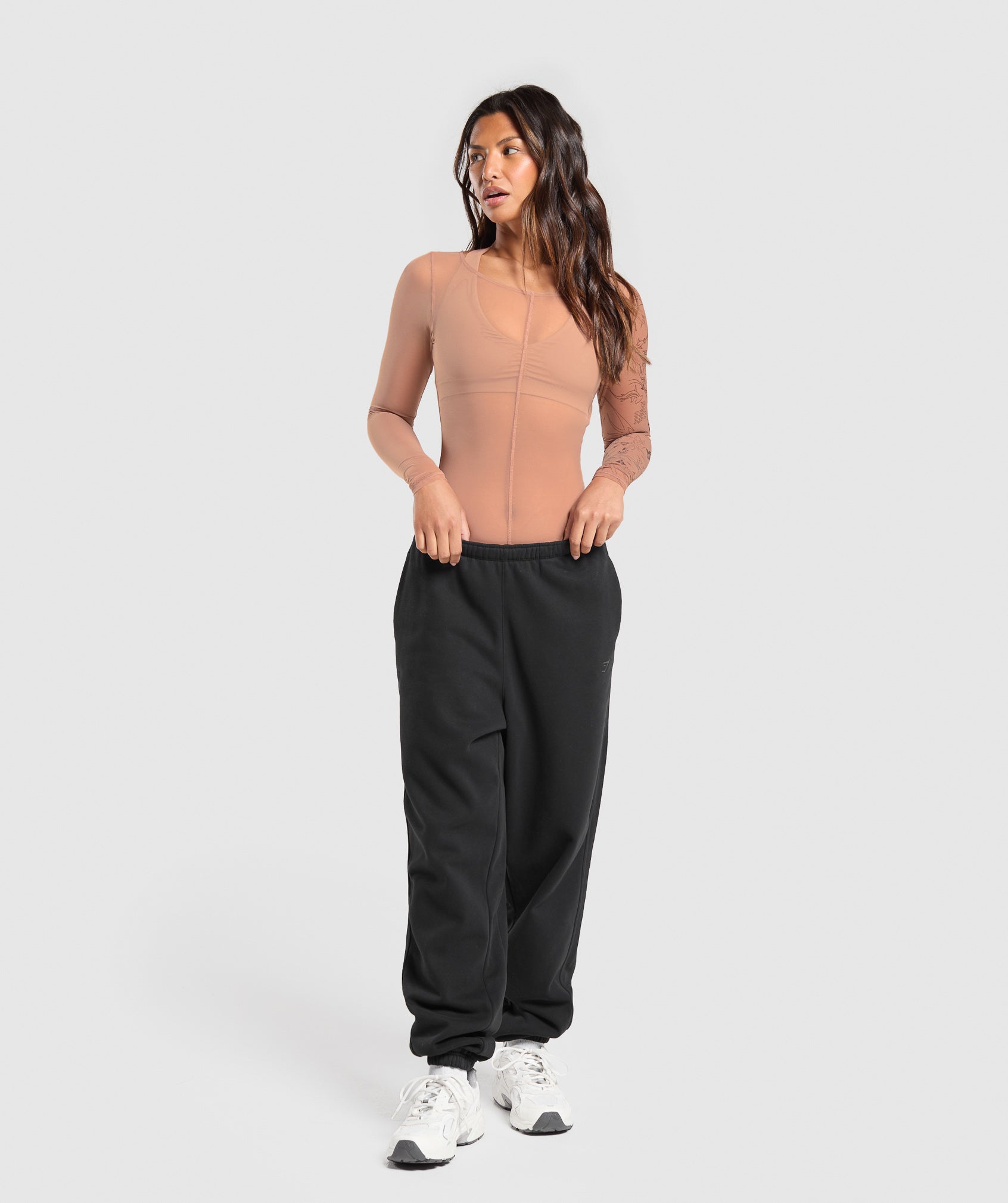 Elevate Tattoo Graphic Mesh Bodysuit - Autumn Brown