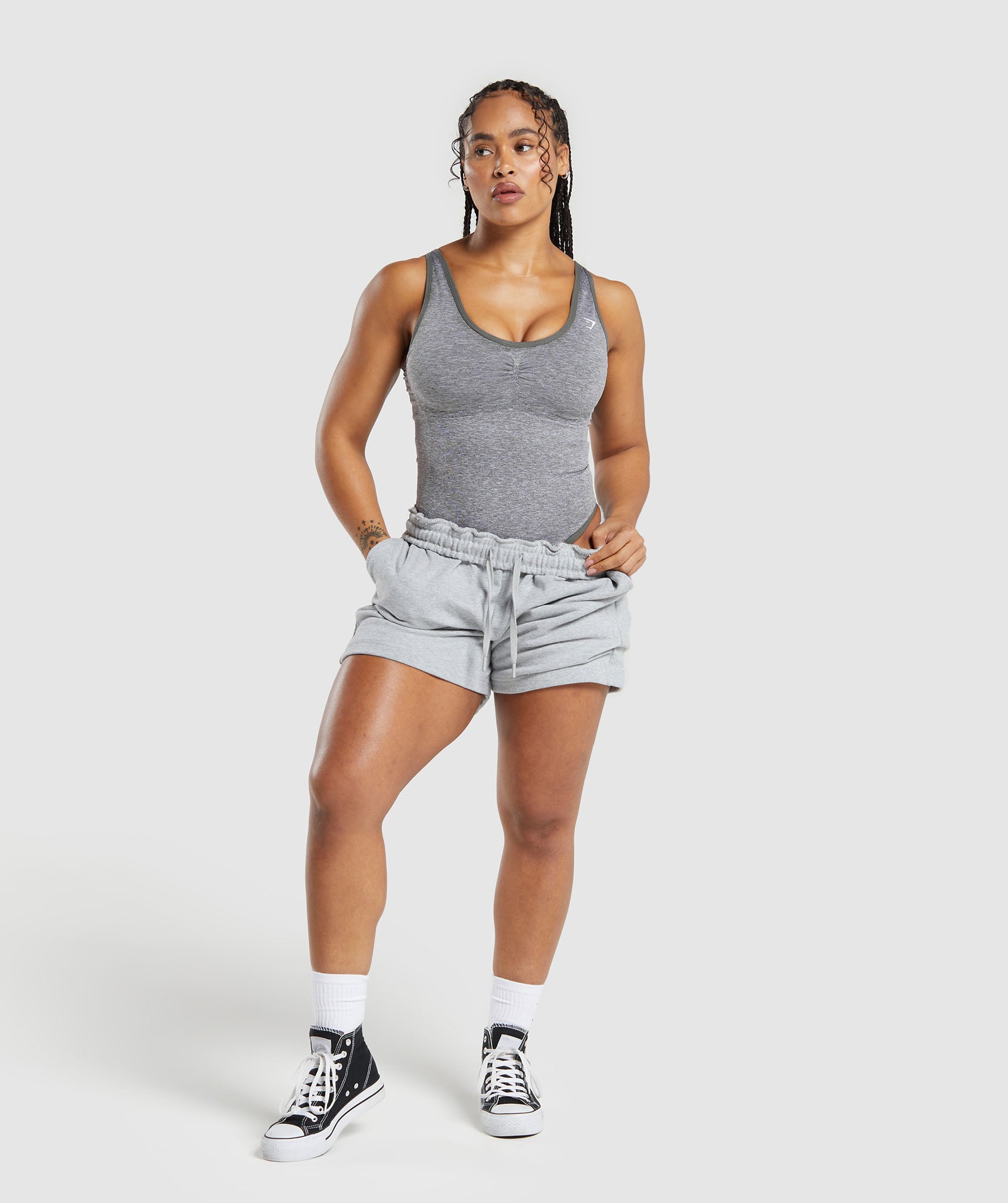 Lift Seamless Bodysuit - Brushed Grey/White Marl