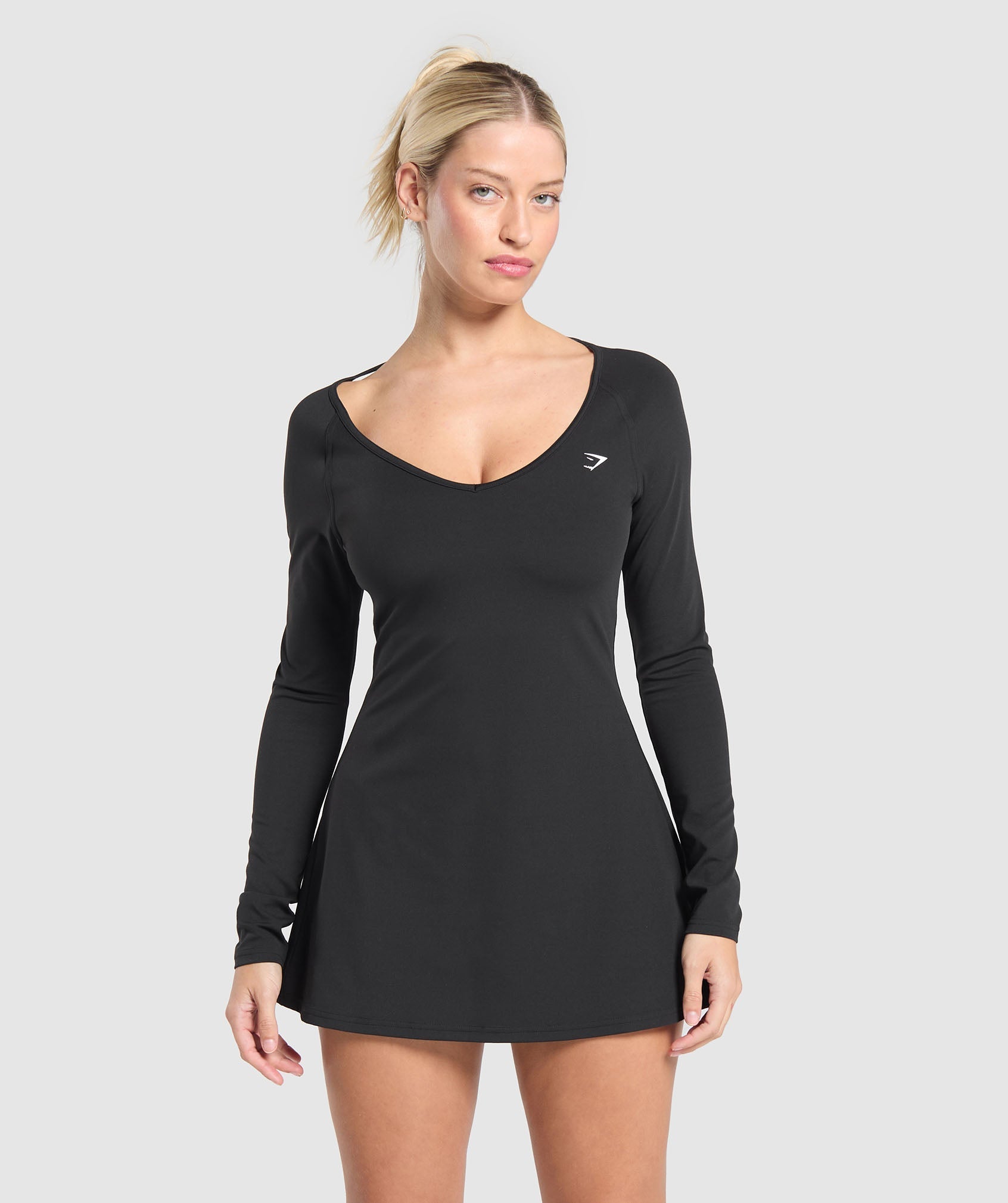 Long Sleeve Workout Dress - Black