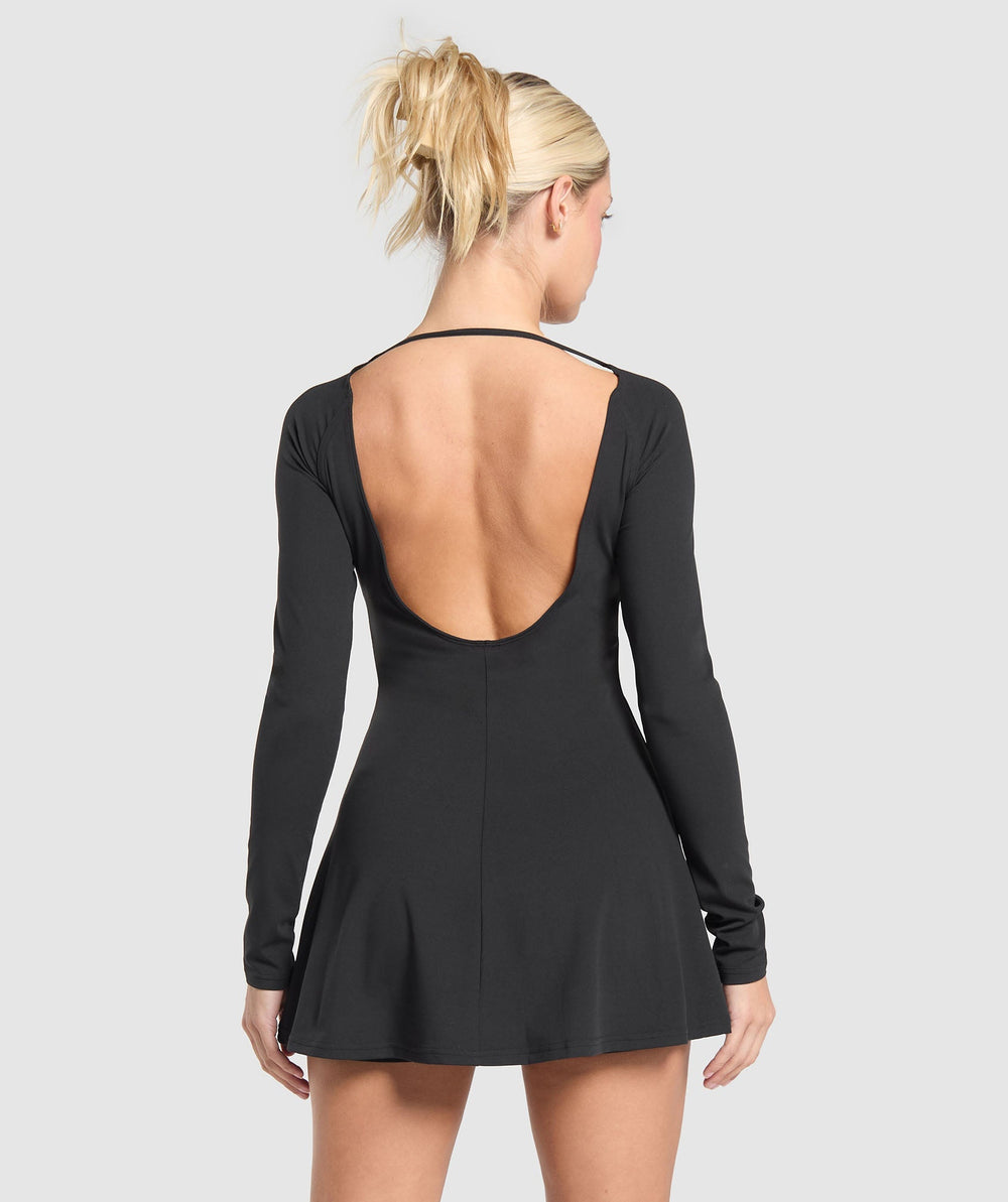 Long Sleeve Workout Dress - Black