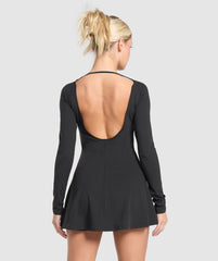 Long Sleeve Workout Dress - Black