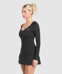 Long Sleeve Workout Dress - Black