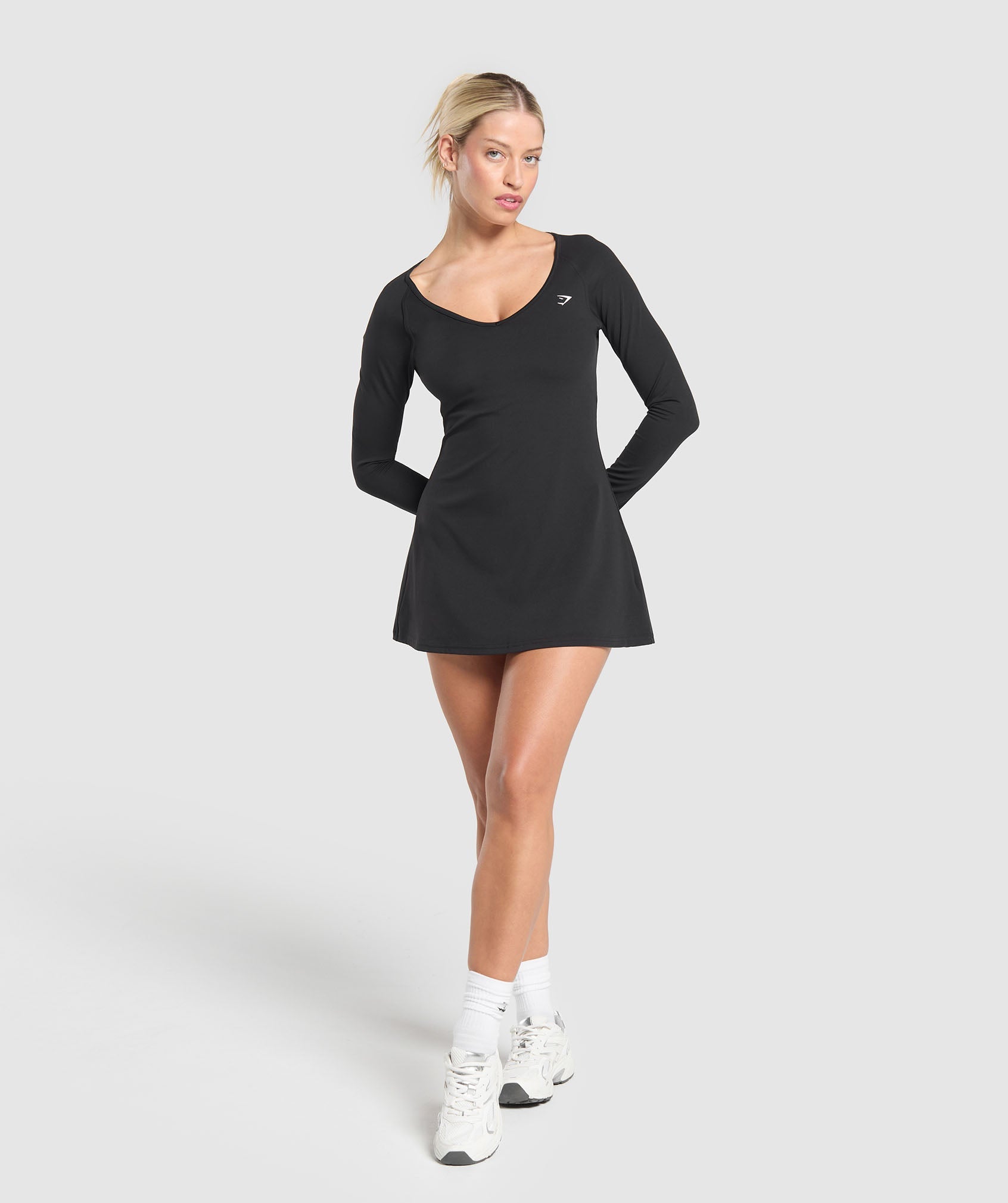 Long Sleeve Workout Dress - Black
