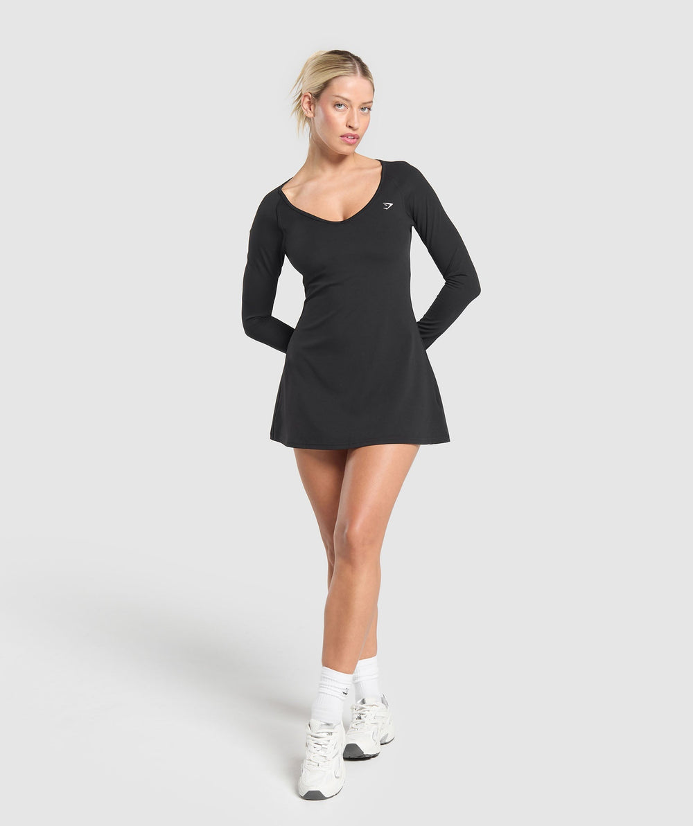Long Sleeve Workout Dress - Black