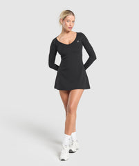 Long Sleeve Workout Dress - Black
