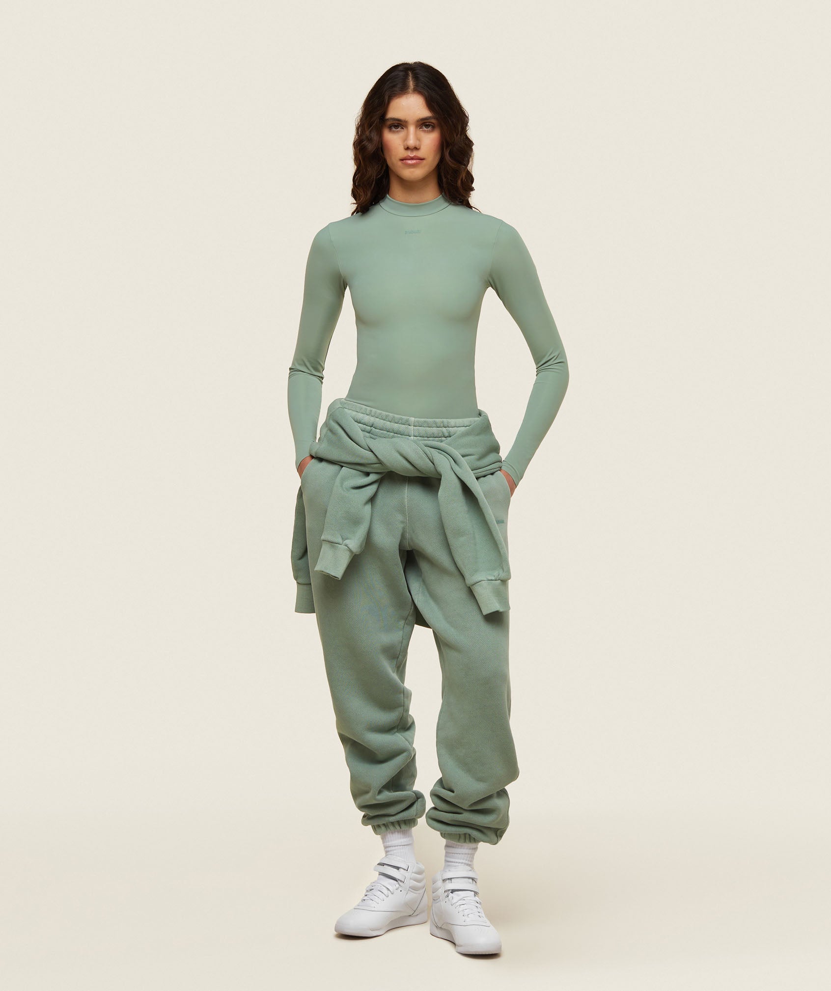 everywear Long Sleeve Active Bodysuit - Dollar Green