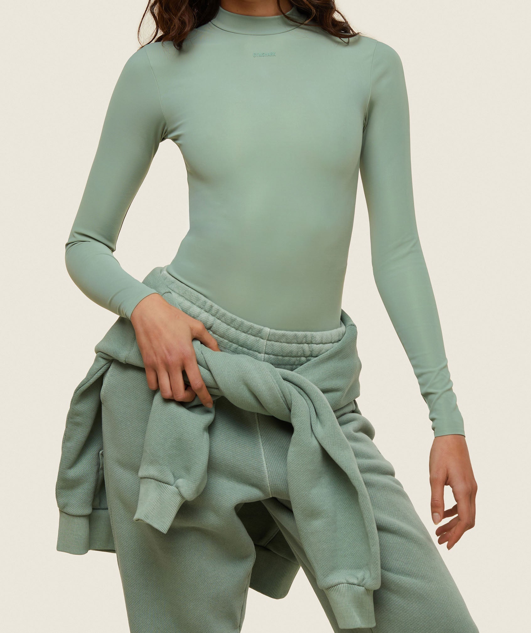everywear Long Sleeve Active Bodysuit - Dollar Green
