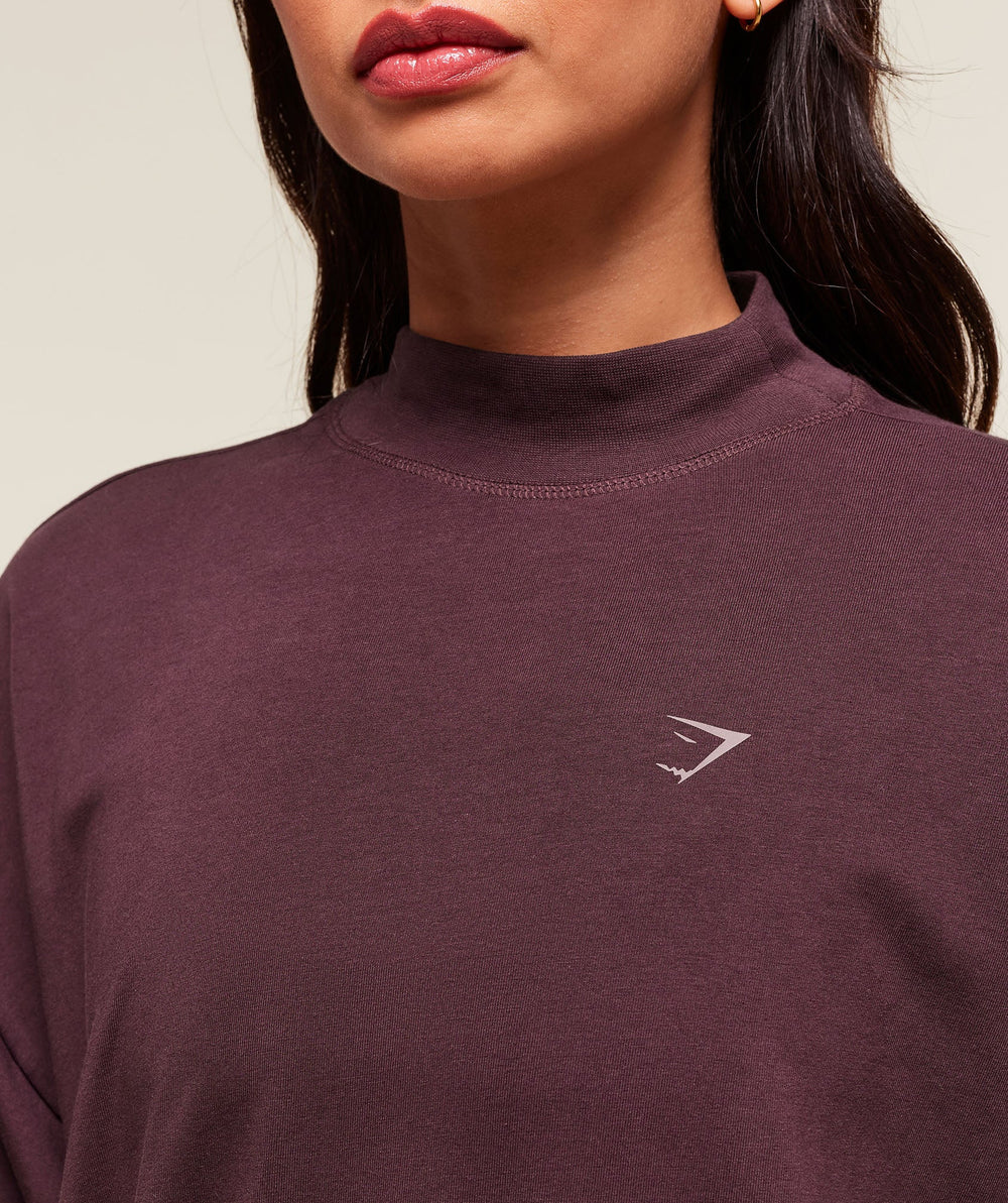 Covered Longline Cotton T-Shirt - Cherry Purple