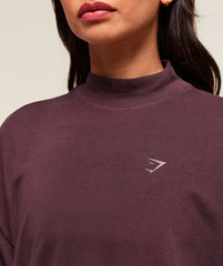 Covered Longline Cotton T-Shirt - Cherry Purple