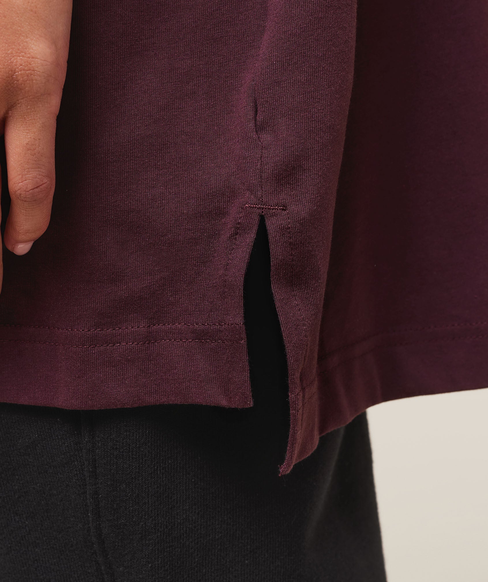 Covered Longline Cotton T-Shirt - Cherry Purple