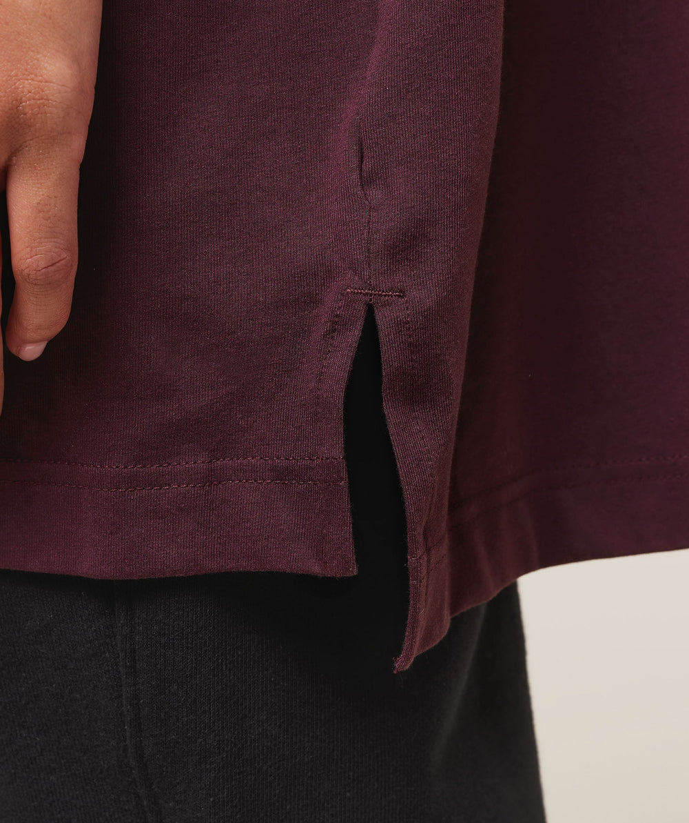 Covered Longline Cotton T-Shirt - Cherry Purple