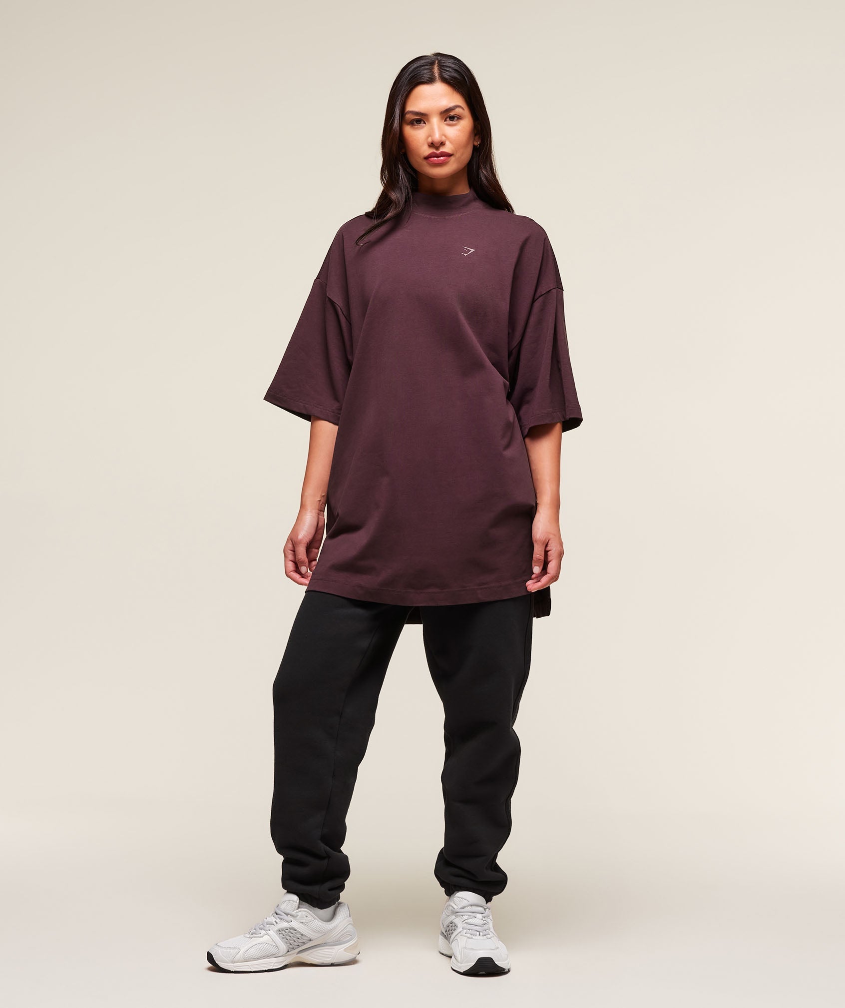 Covered Longline Cotton T-Shirt - Cherry Purple
