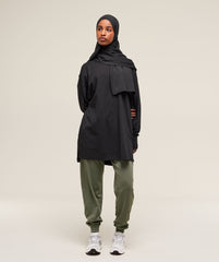 Covered Longline Cotton Long Sleeve Top - Black