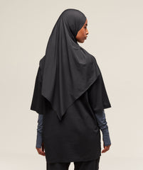 Covered Longline Cotton T-Shirt - Black