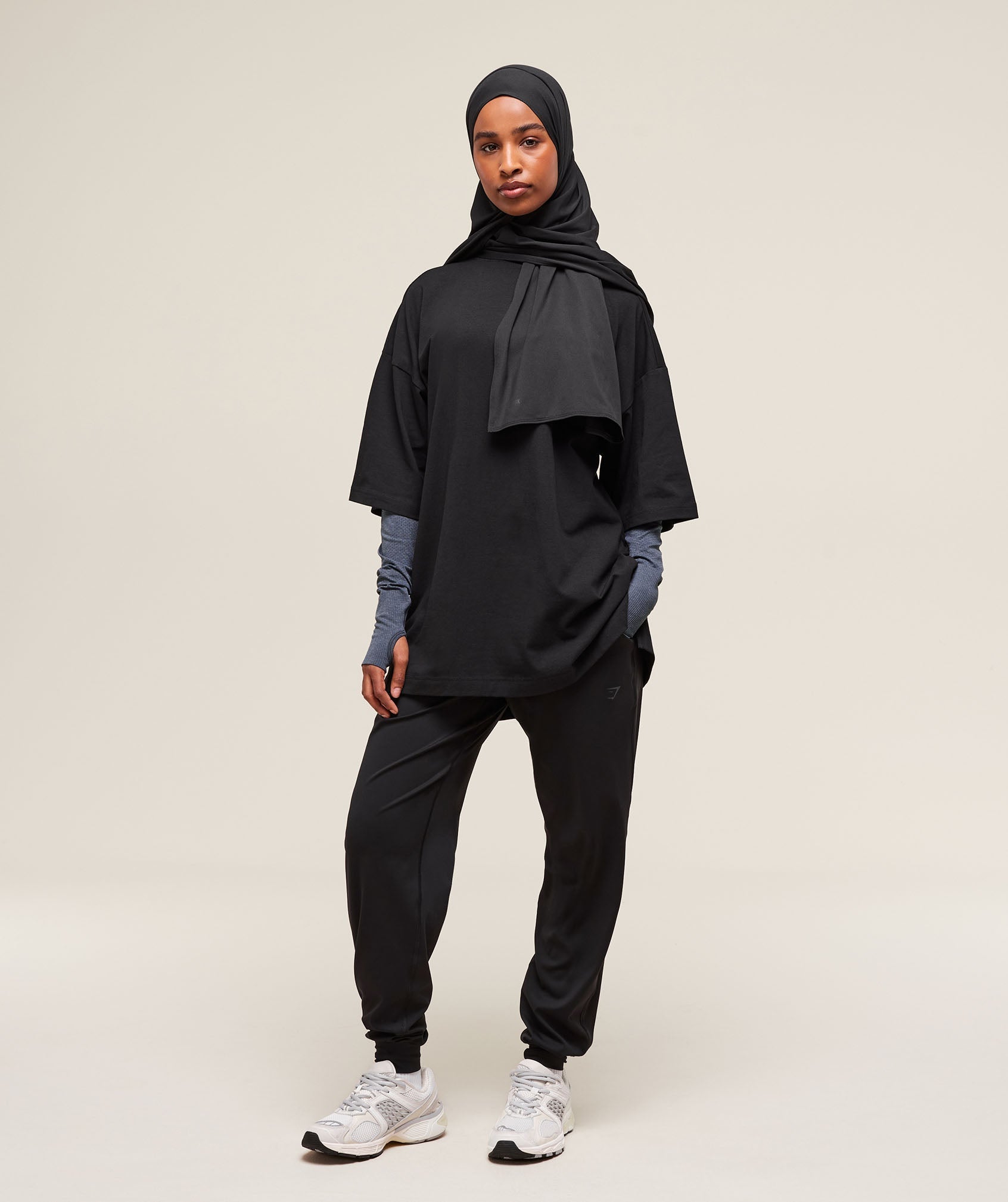 Covered Longline Cotton T-Shirt - Black