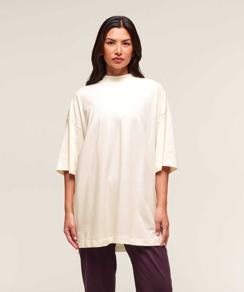 Covered Longline Cotton T-Shirt - Soft White