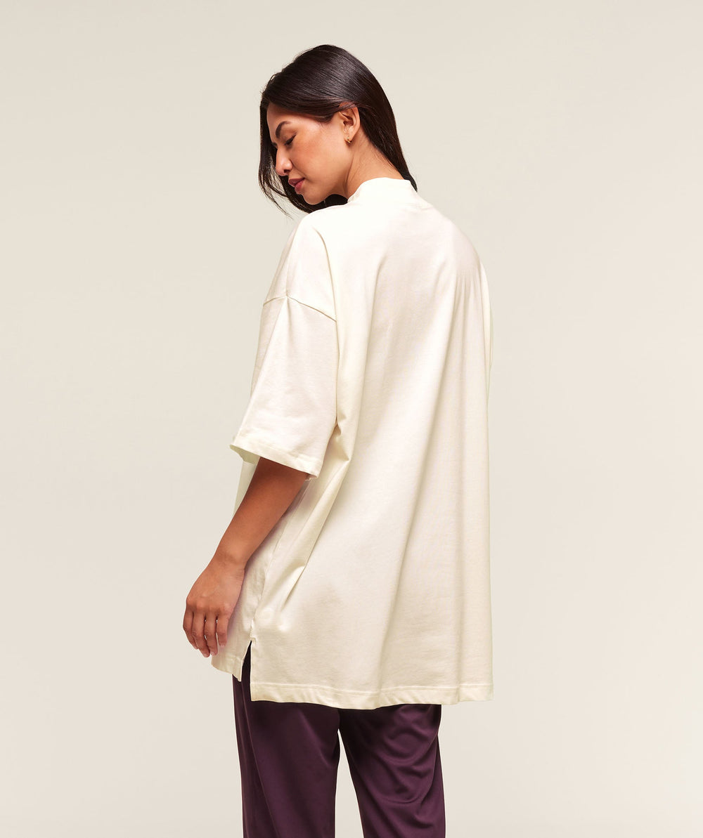 Covered Longline Cotton T-Shirt - Soft White
