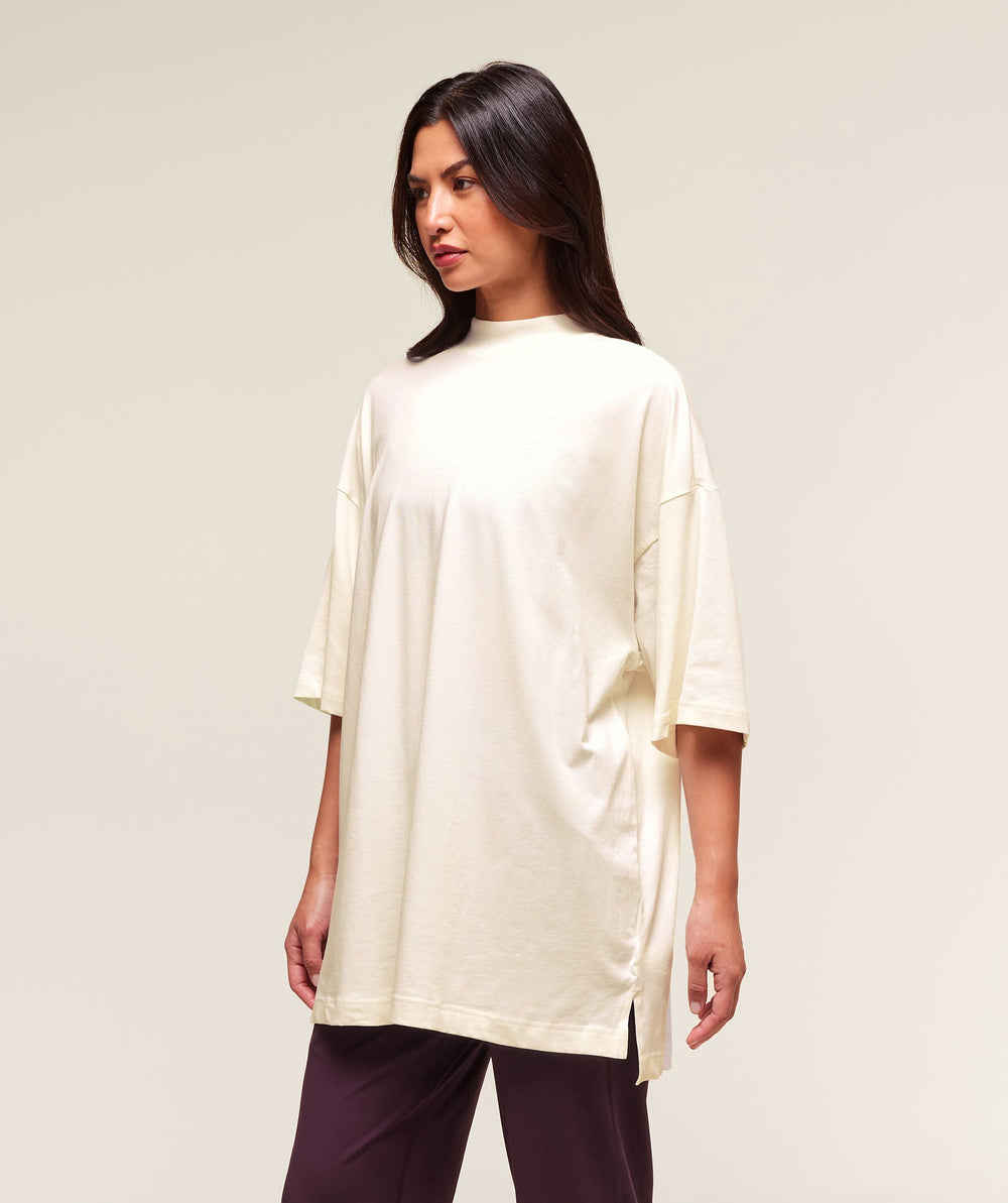 Covered Longline Cotton T-Shirt - Soft White